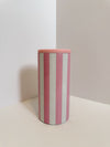 Pink & White Striped Hard Koozie