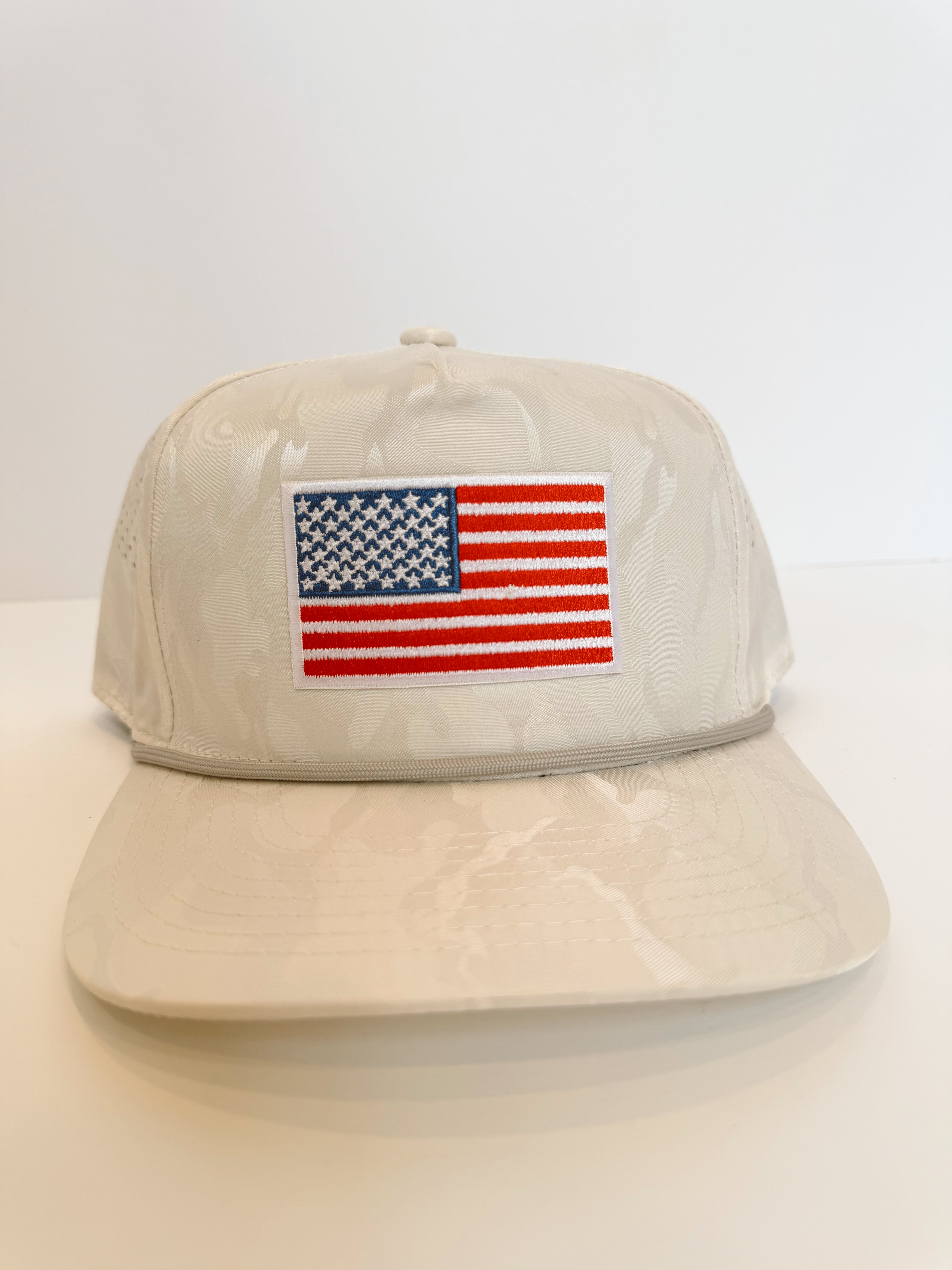American Flag Gray Camo Trucker Hat