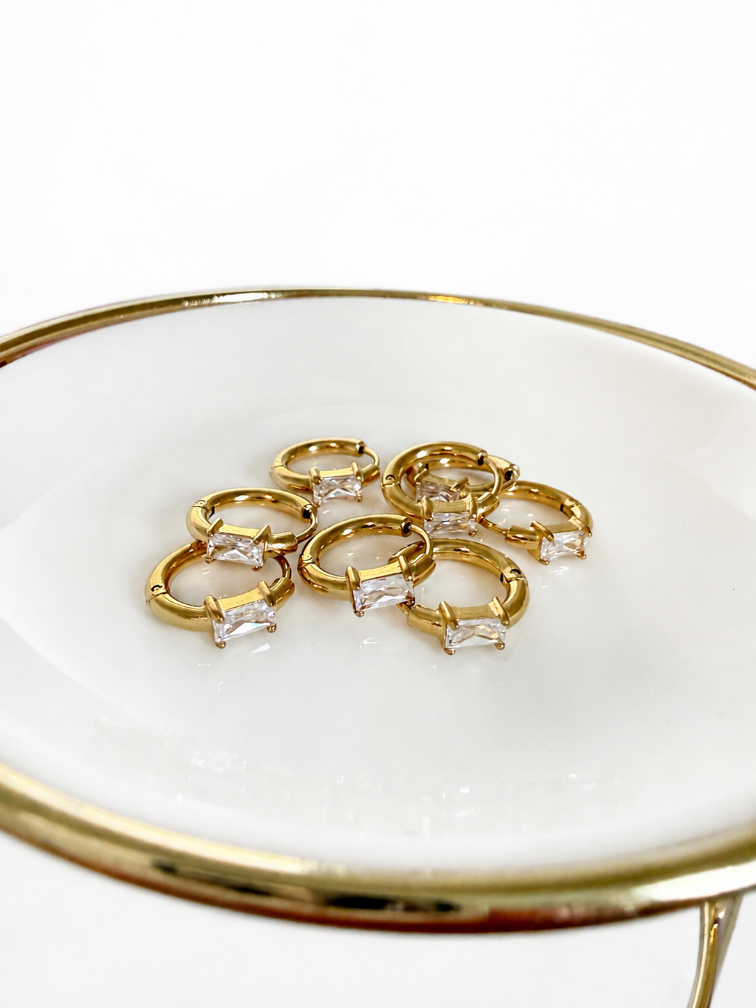 Rectangle Diamond Gold Hoops