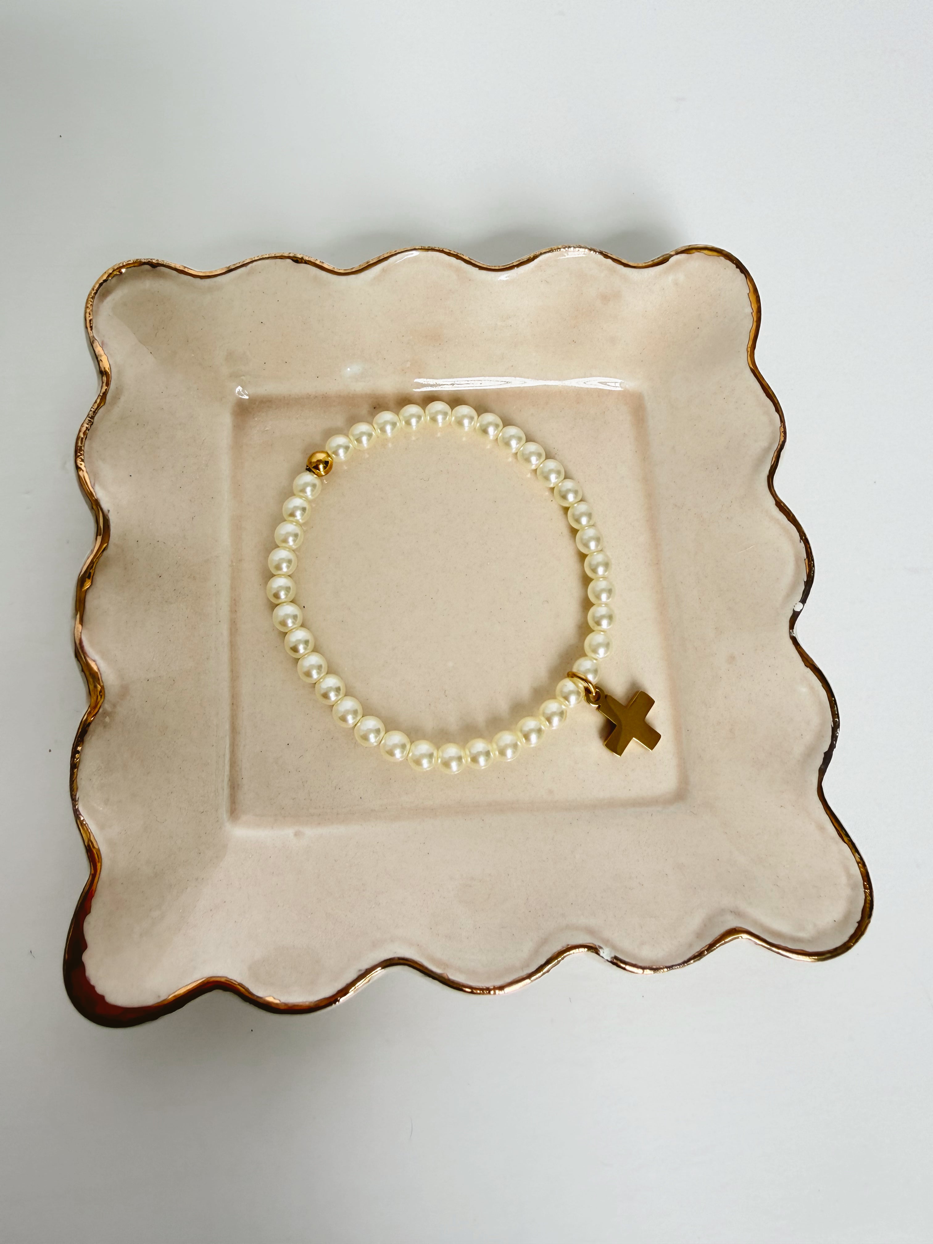 Kids Pearl Cross Bracelet