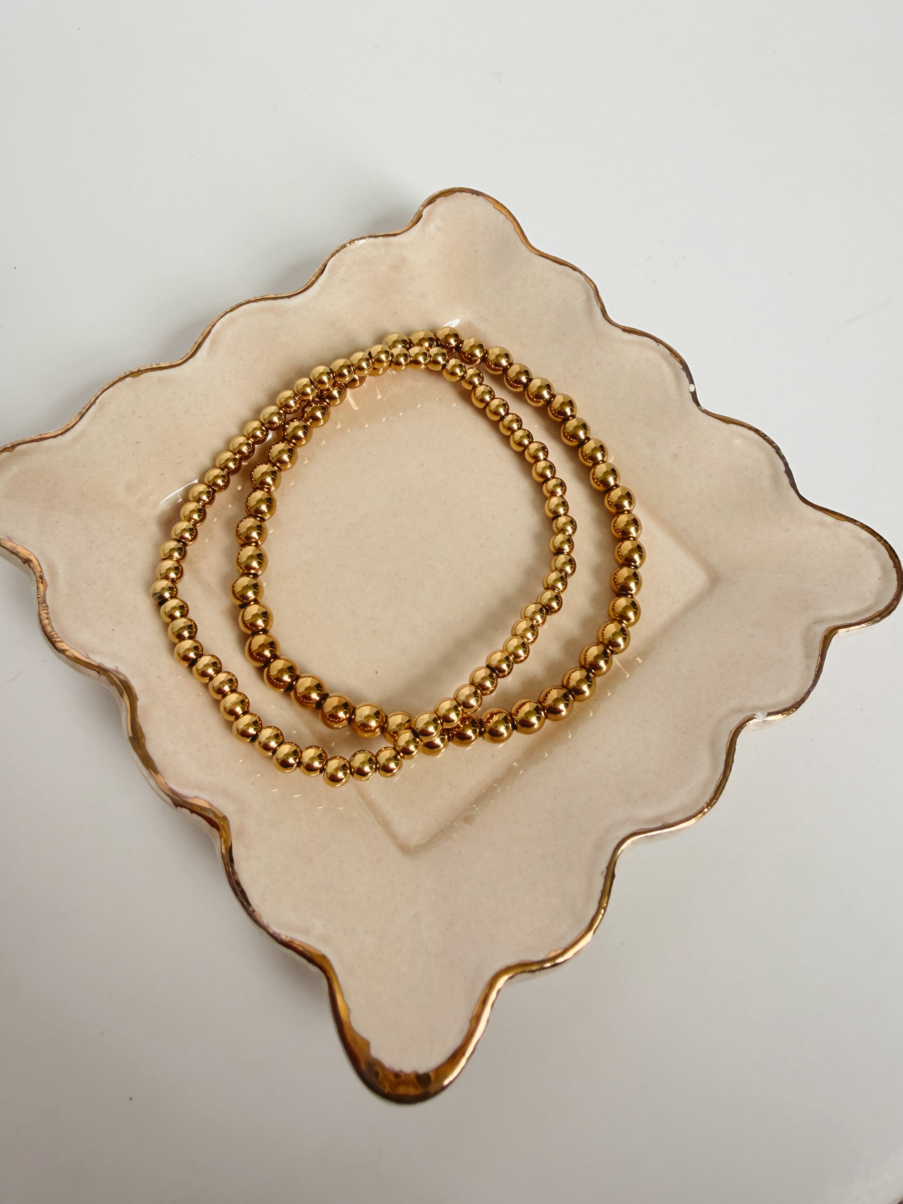 Gold Beaded Stretch Bracelet