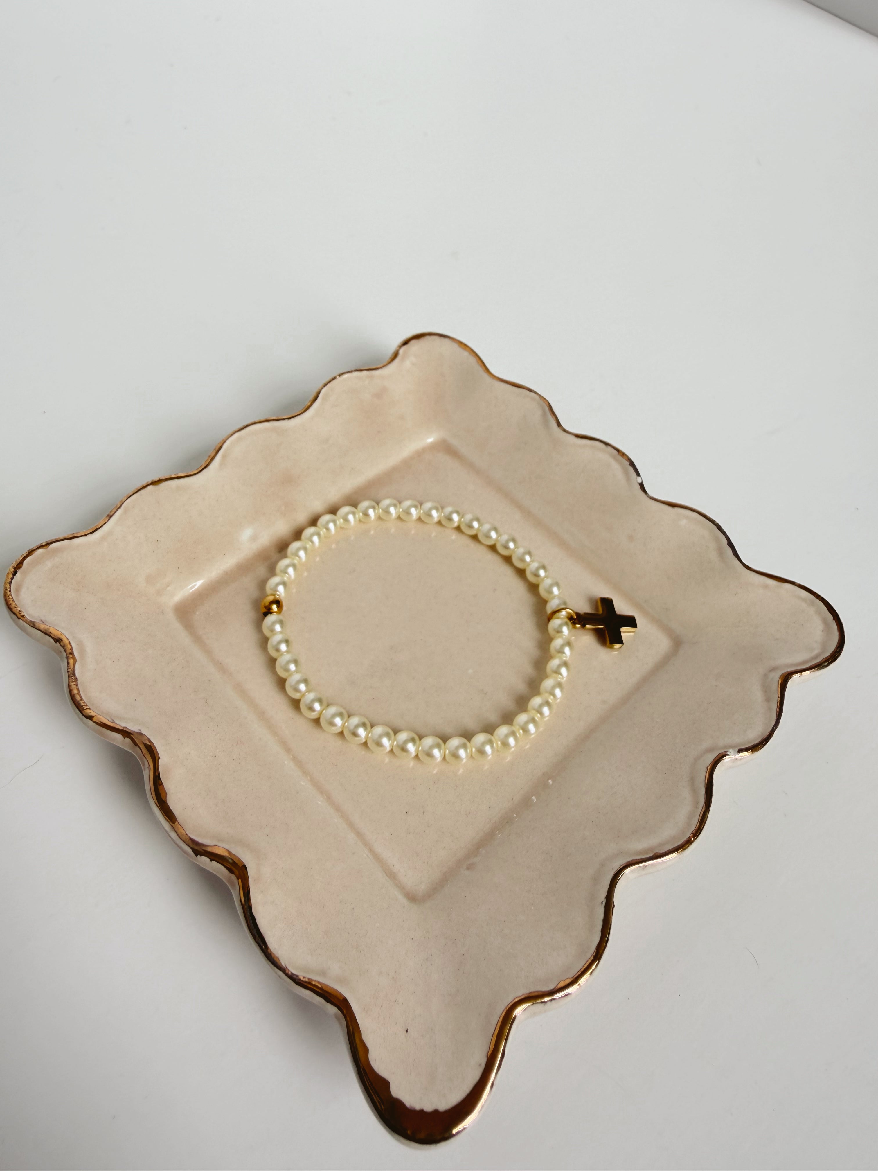 Kids Pearl Cross Bracelet