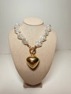Chunky Pearl Beaded Heart Necklace