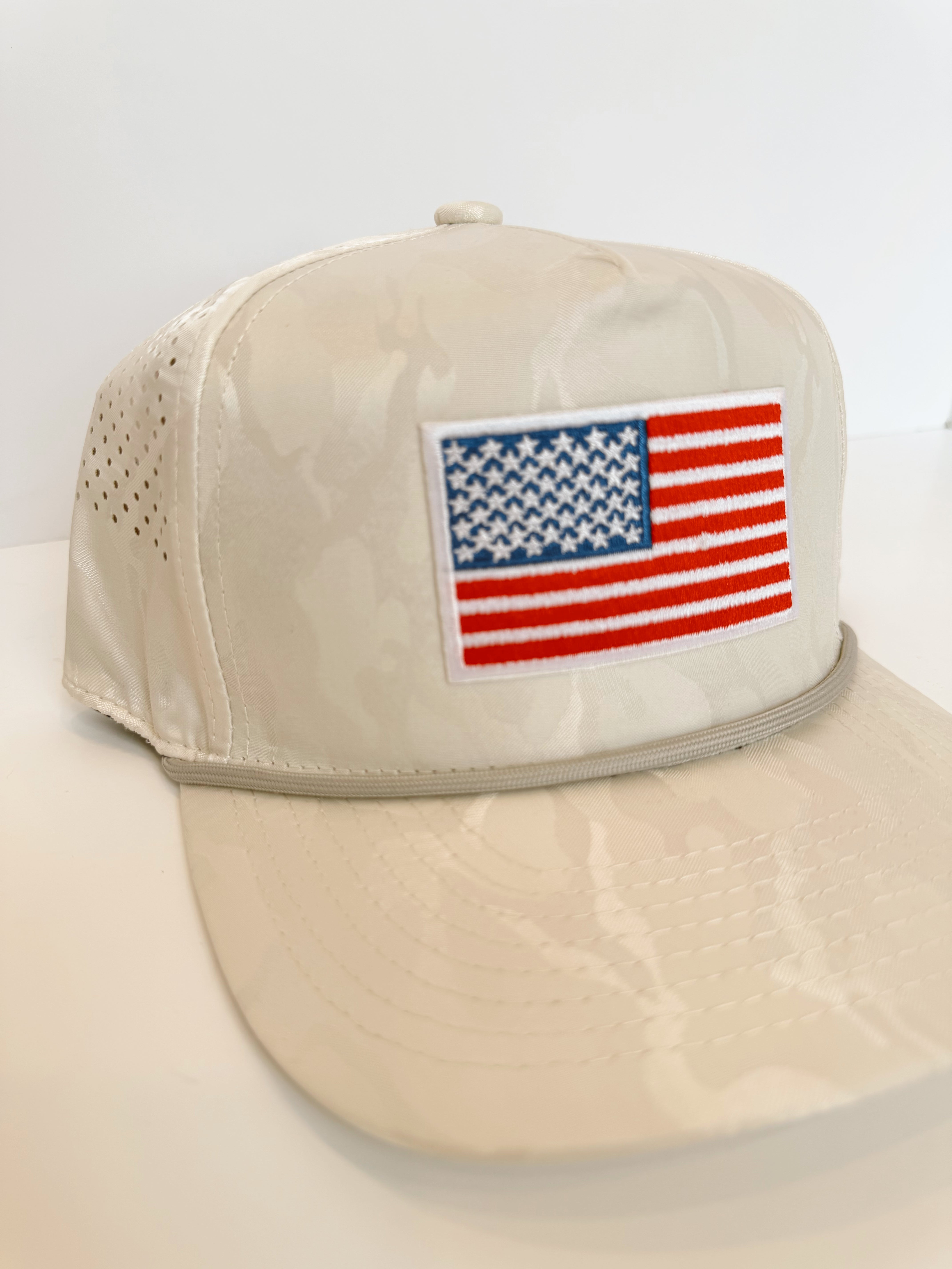 American Flag Gray Camo Trucker Hat