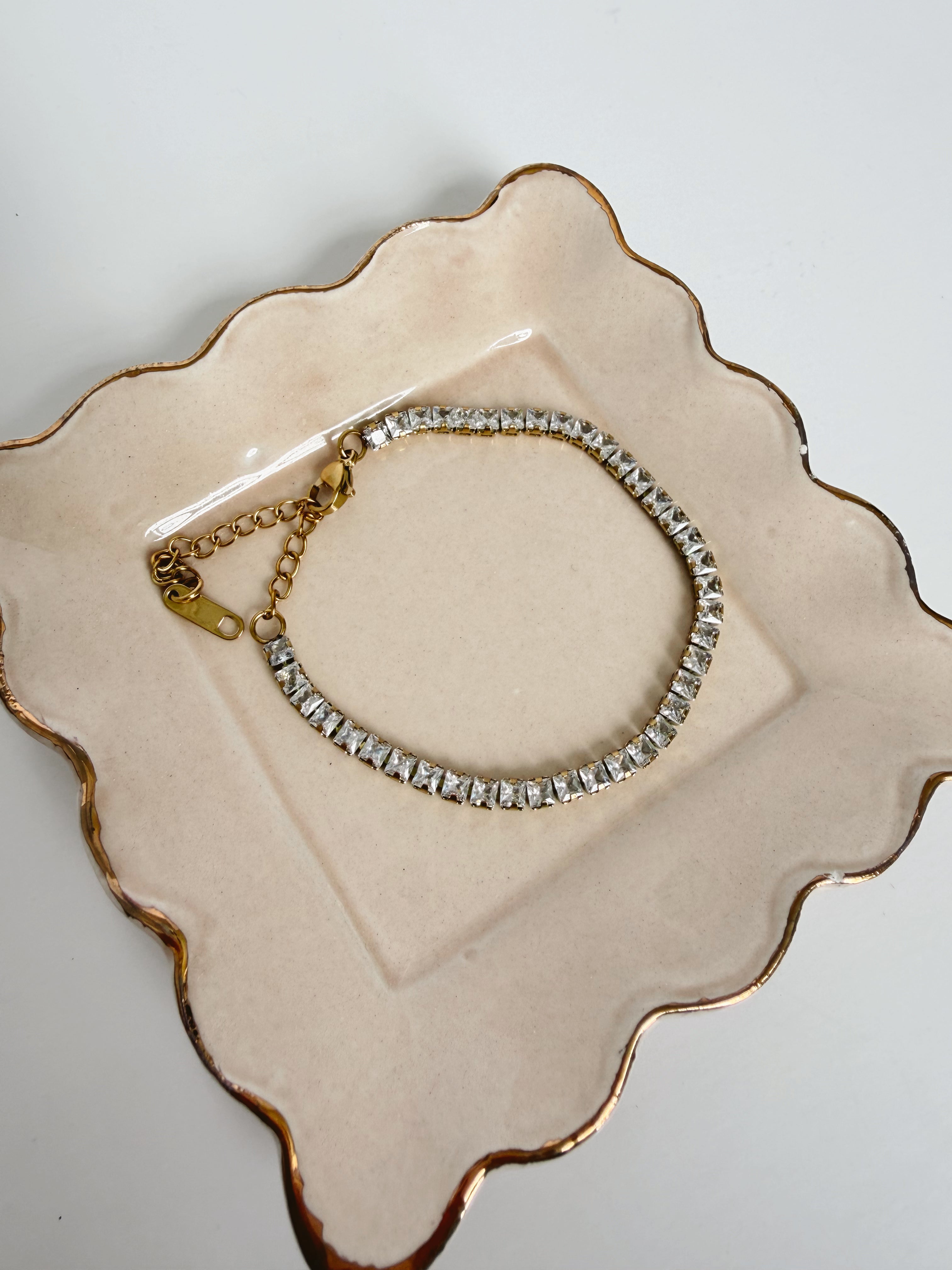 Emerald Cut Rhinestone Tennis Bracelet