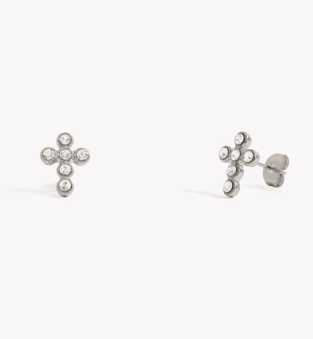 Diamond Cross Studs