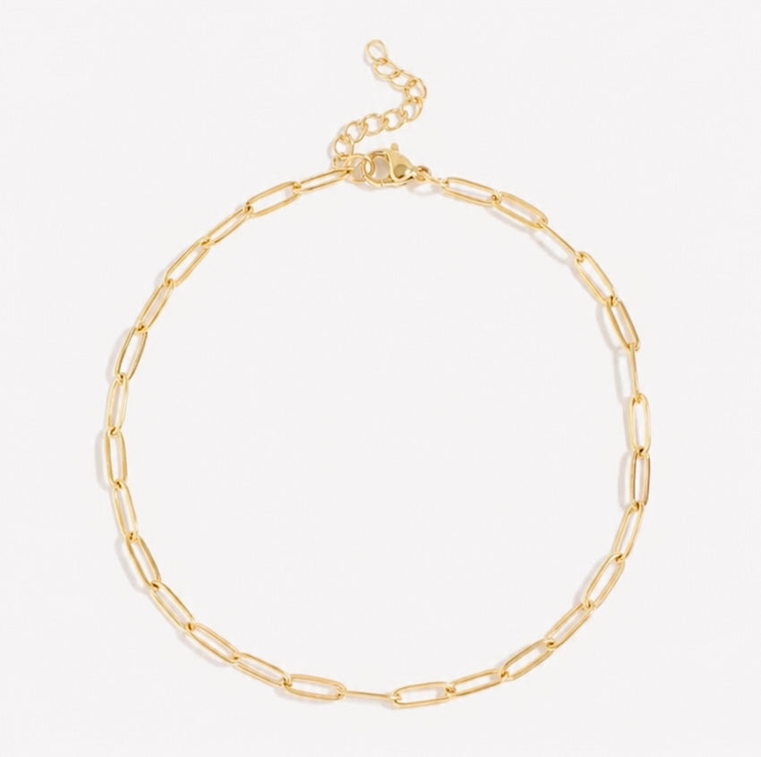Gold Paperclip Anklet
