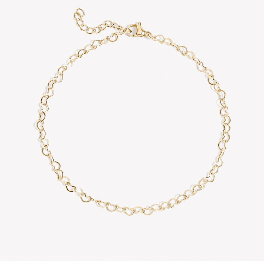 Gold Linked Hearts Anklet