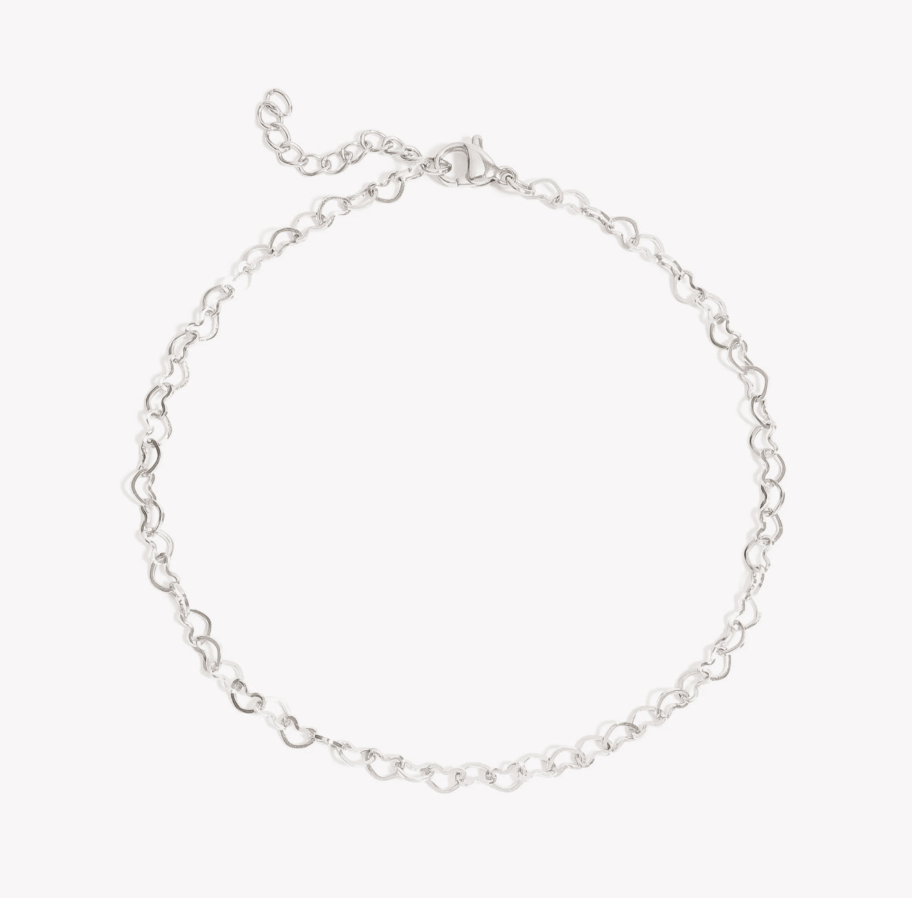Silver Linked Hearts Anklet