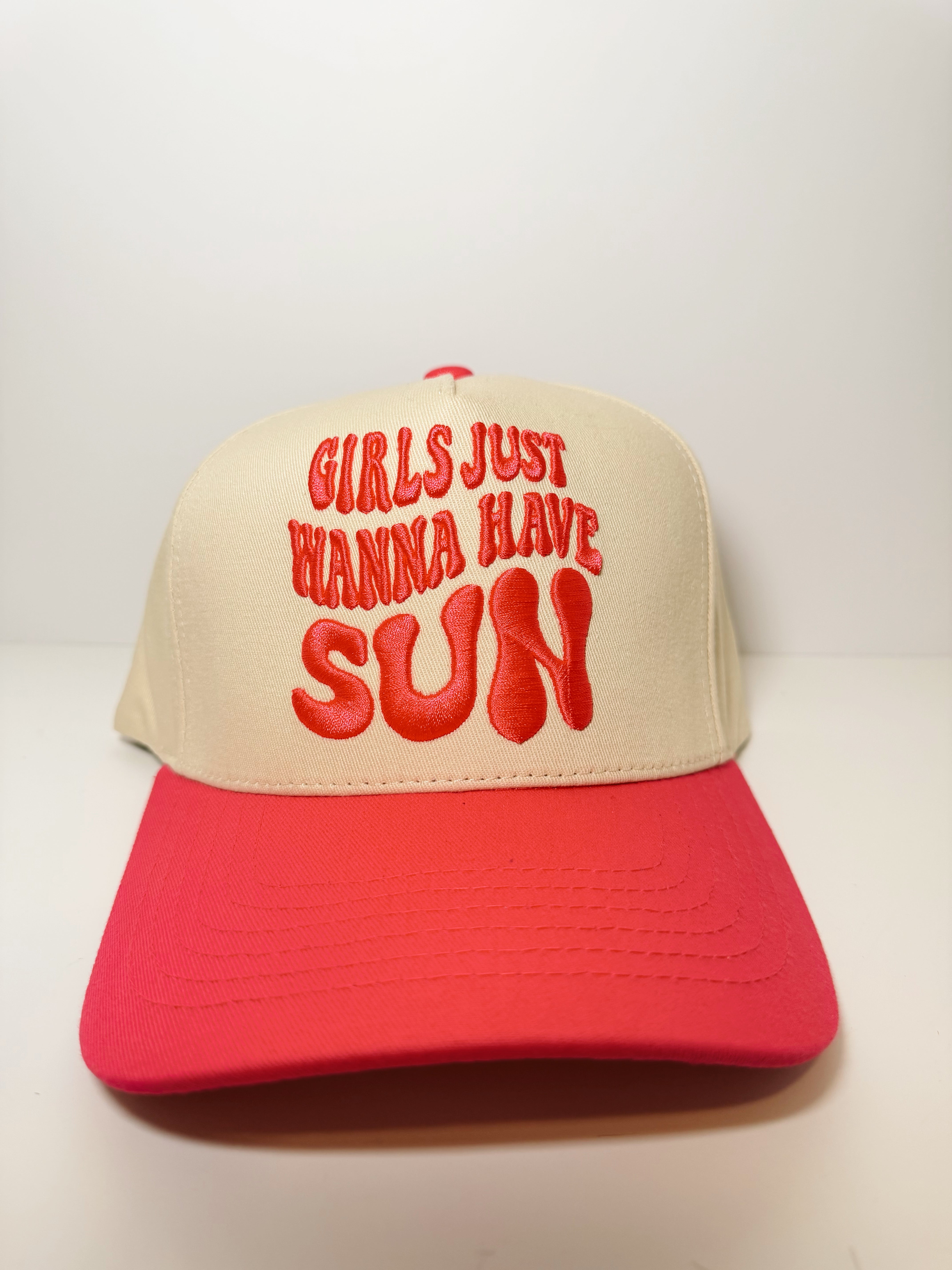 Girls Just Wanna Have Sun Trucker Hat - Hot Pink